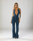 Dietlind | Denim Jumpsuit mit V-Ausschnitt