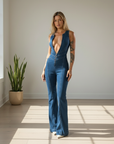 Dietlind | Denim Jumpsuit mit V-Ausschnitt