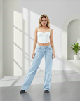 Brunilda | Hochtaillierte Damenjeans mit Weitem Bein