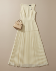Clara | Ärmelloses Plissiertes Maxikleid für Damen