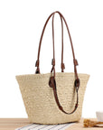 Große Umhängetasche Damen aus 100% Raffia – Handgefertigte Boho-Strandtasche für den Sommer 4