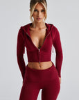 Lounge Set Evie mit Zip-up-Hoodie und Hoch Taillierten Fackelhosen – Bequemes, Stilvolles Outfit für Zuhause 2