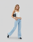 Brunilda | Hochtaillierte Damenjeans mit Weitem Bein