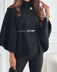 Celestine | Cape Belt Coat in Schwarz