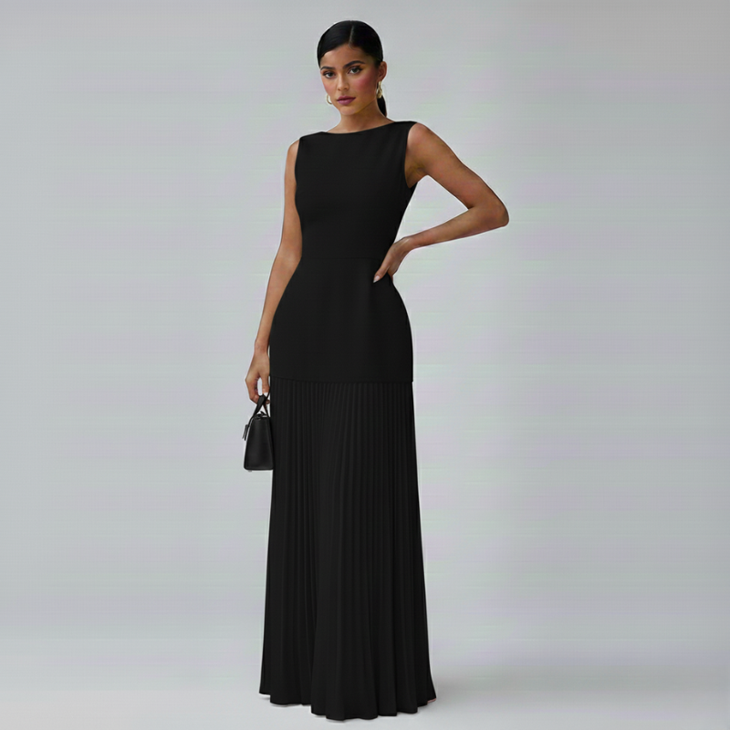 Clara | Ärmelloses Plissiertes Maxikleid für Damen