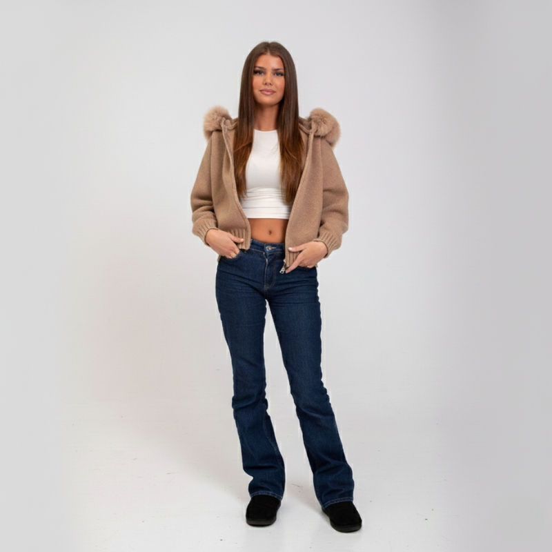 Clarissa | Pelzjacke Damen mit Kapuze