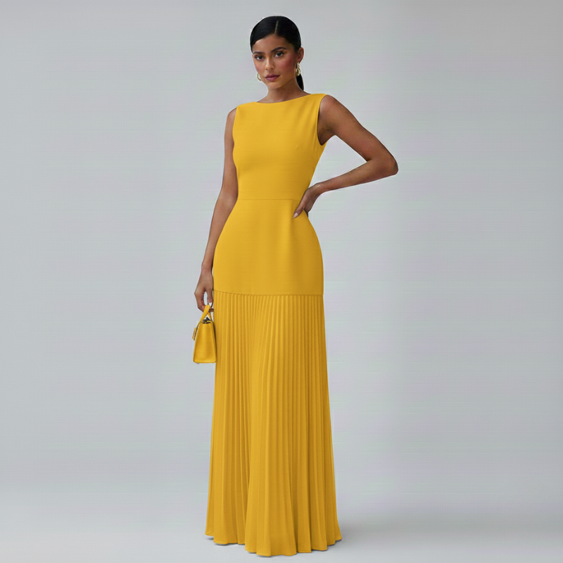 Clara | Ärmelloses Plissiertes Maxikleid für Damen
