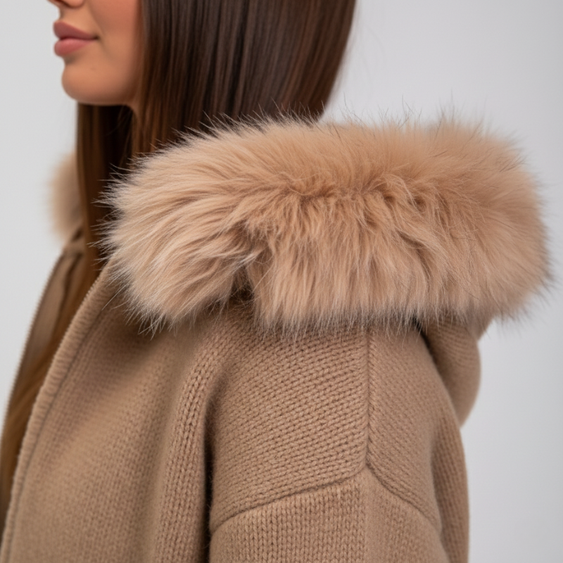 Clarissa | Pelzjacke Damen mit Kapuze