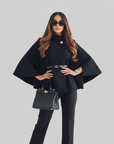 Celestine | Cape Belt Coat in Schwarz
