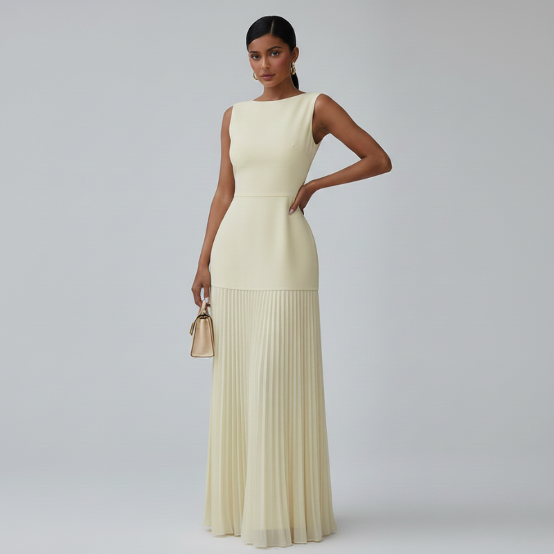 Clara | Ärmelloses Plissiertes Maxikleid für Damen