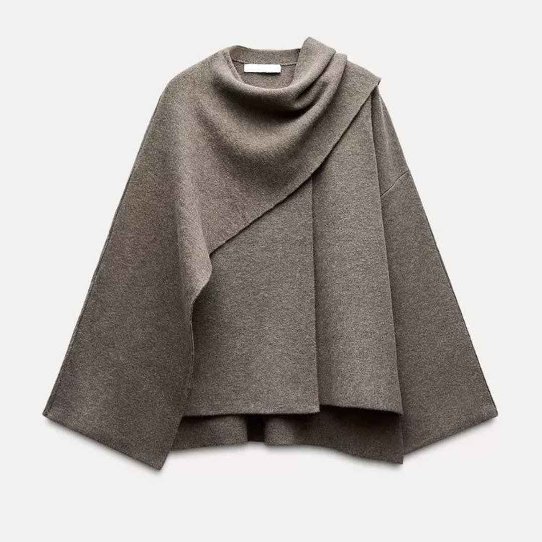 Cape Mantel für Damen mit asymmetrischem Design – Weicher und warmer Stoff für Herbst und Winter 0