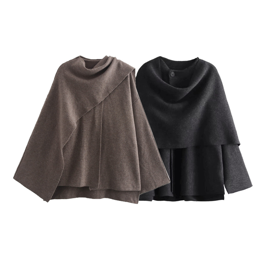 Cape Mantel für Damen mit asymmetrischem Design – Weicher und warmer Stoff für Herbst und Winter 4