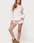 Gestreiftes Strick Set in Salbeigrün und Creme – Oversize Pullover mit Shorts aus 100% Baumwolle für Komfort und Stil 9
