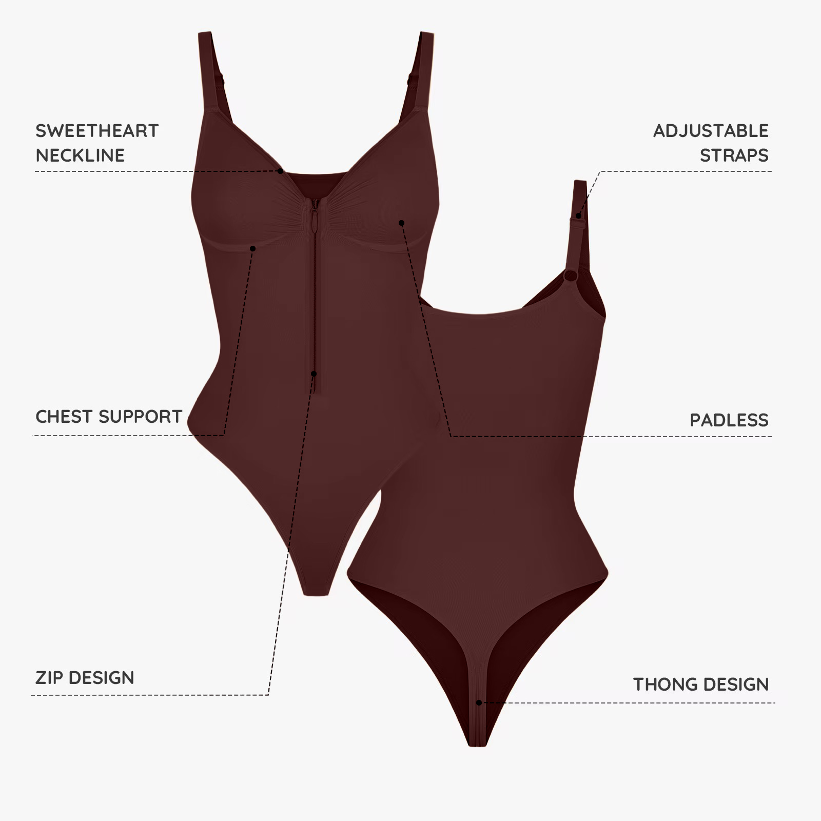Hochwertiger Damen Bodysuit aus Bildhauermaterial – Elegant Konturierte Passform für Komfort und Stil 7