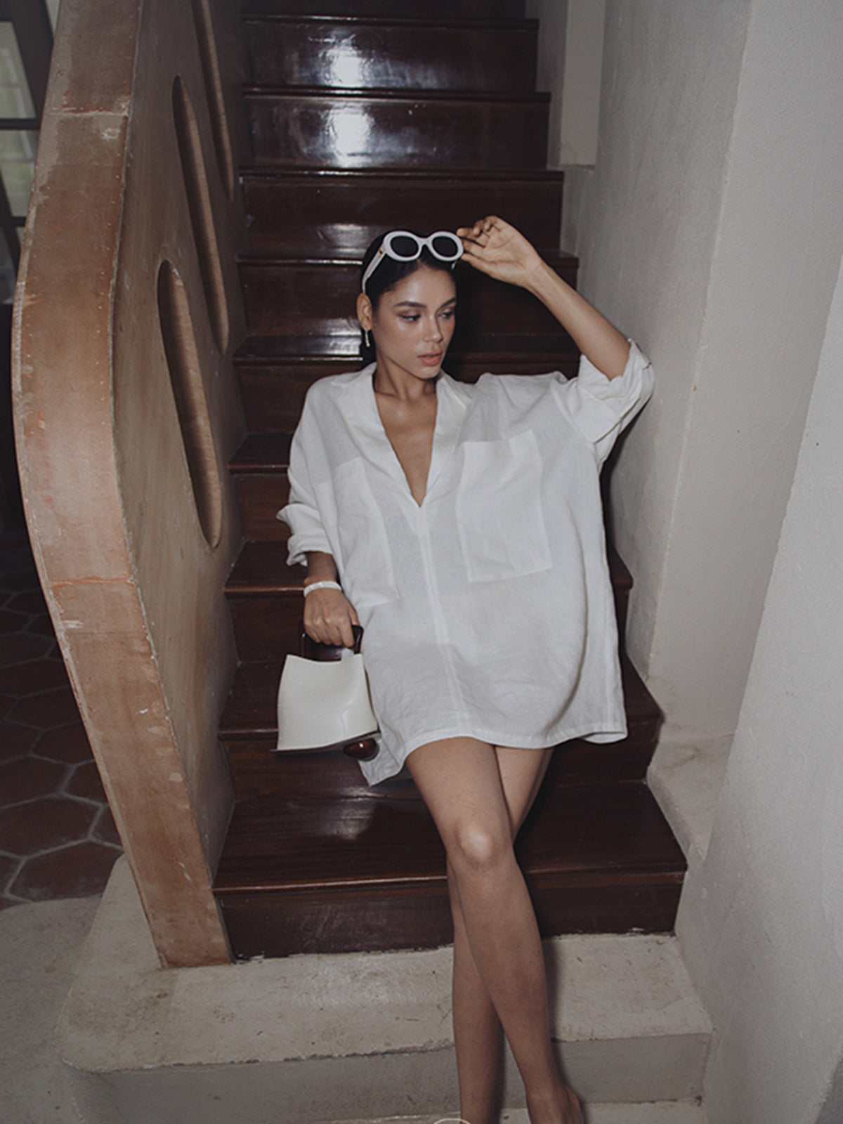 Leichtes Sommerkleid Damen aus Baumwolle-Leinen-Mix mit langen Ärmeln und Taschen – Halbtransparent für warme Tage 3