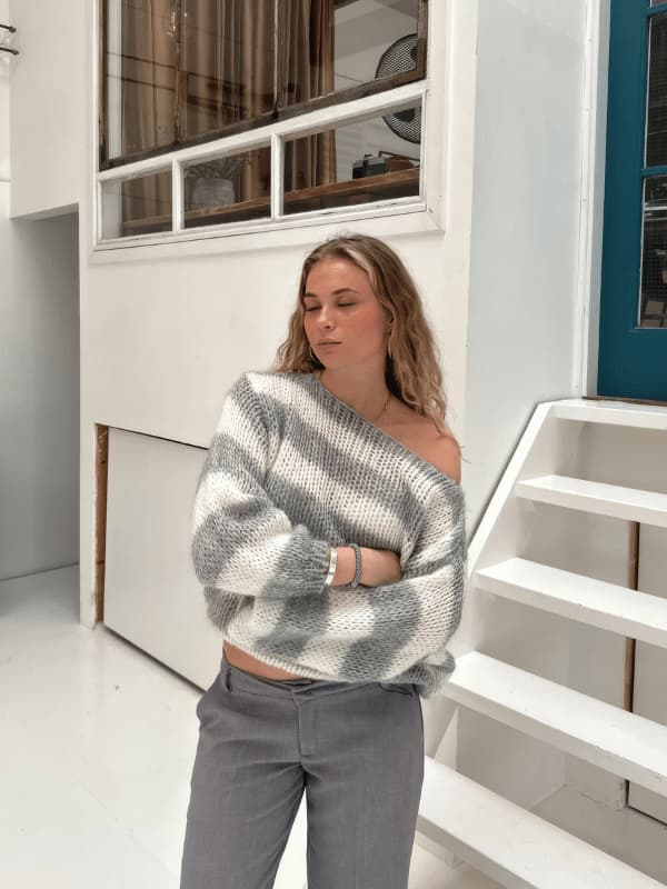 Übergroßer Winterpullover mit Streifenmuster – Bequemer Strickpullover für kühle Tage 9